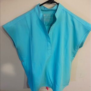 FIGS Neon Blue Scrub Top